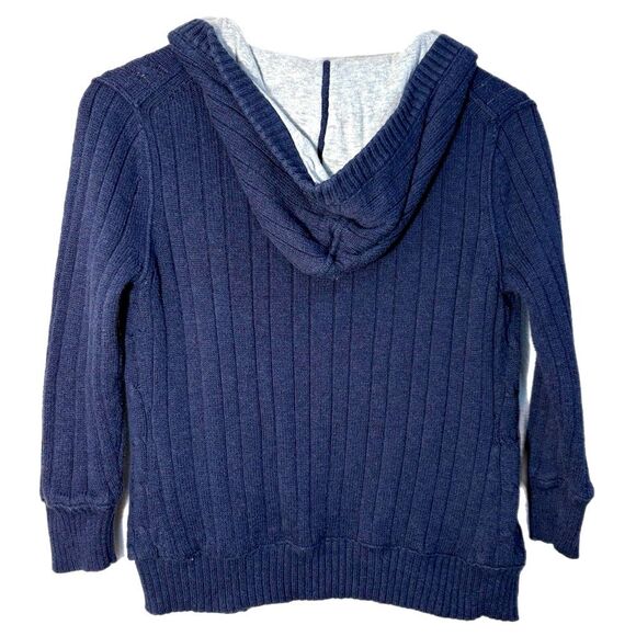 American Eagle Outfitters Cable Knit Hooded  Cardigan Kids M Navy Blue. - Picture 2 of 11